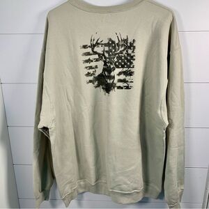 American Flag Sweatshirt Sz XL‎ Deer Hunting Tan Black 4th of July USA Patriotic